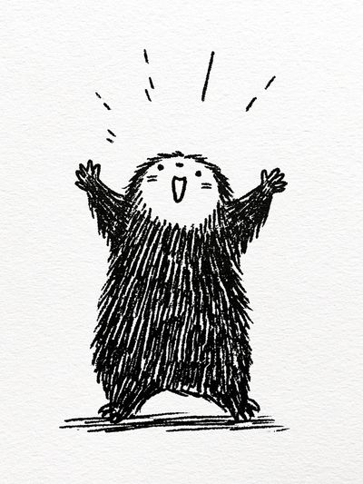 Joyful Bear Ink Illustration Poster.