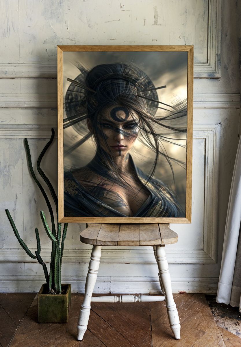 Mystic Warrior Portrait Print. room preview