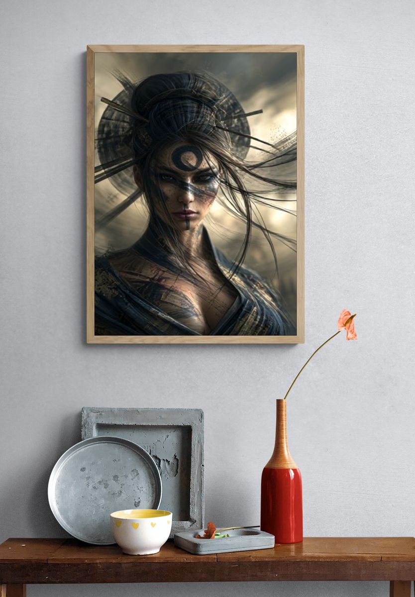 Mystic Warrior Portrait Print. — room view 3