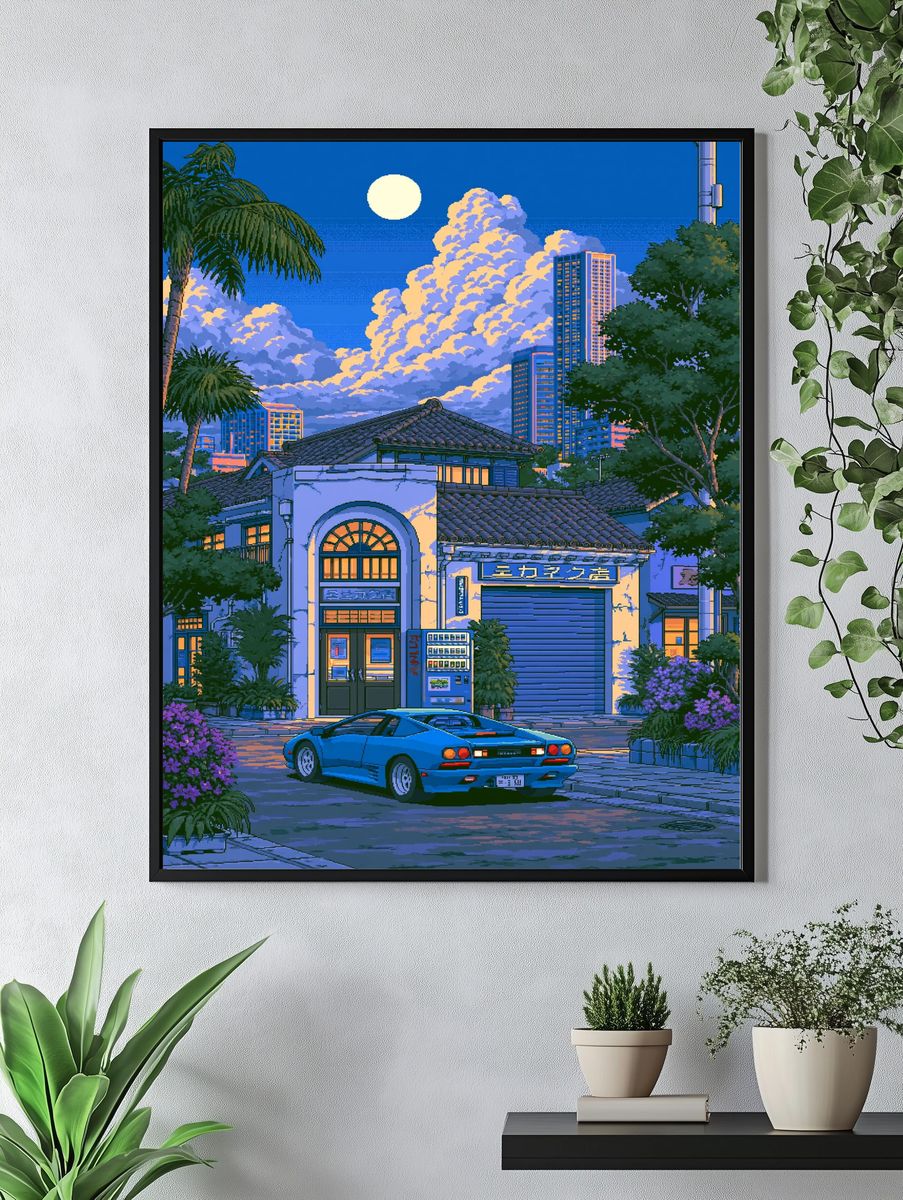 Tokyo Night Drive Illustration Poster. — room view 4