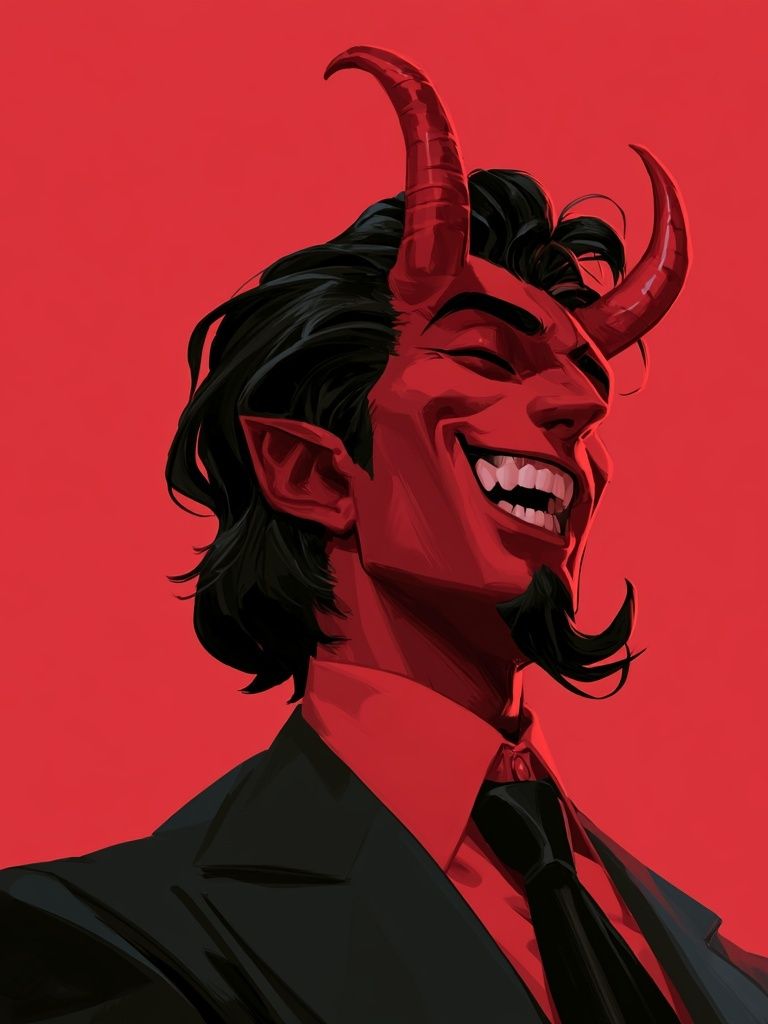 Red Devil Portrait Illustration Poster. poster — illustration art
