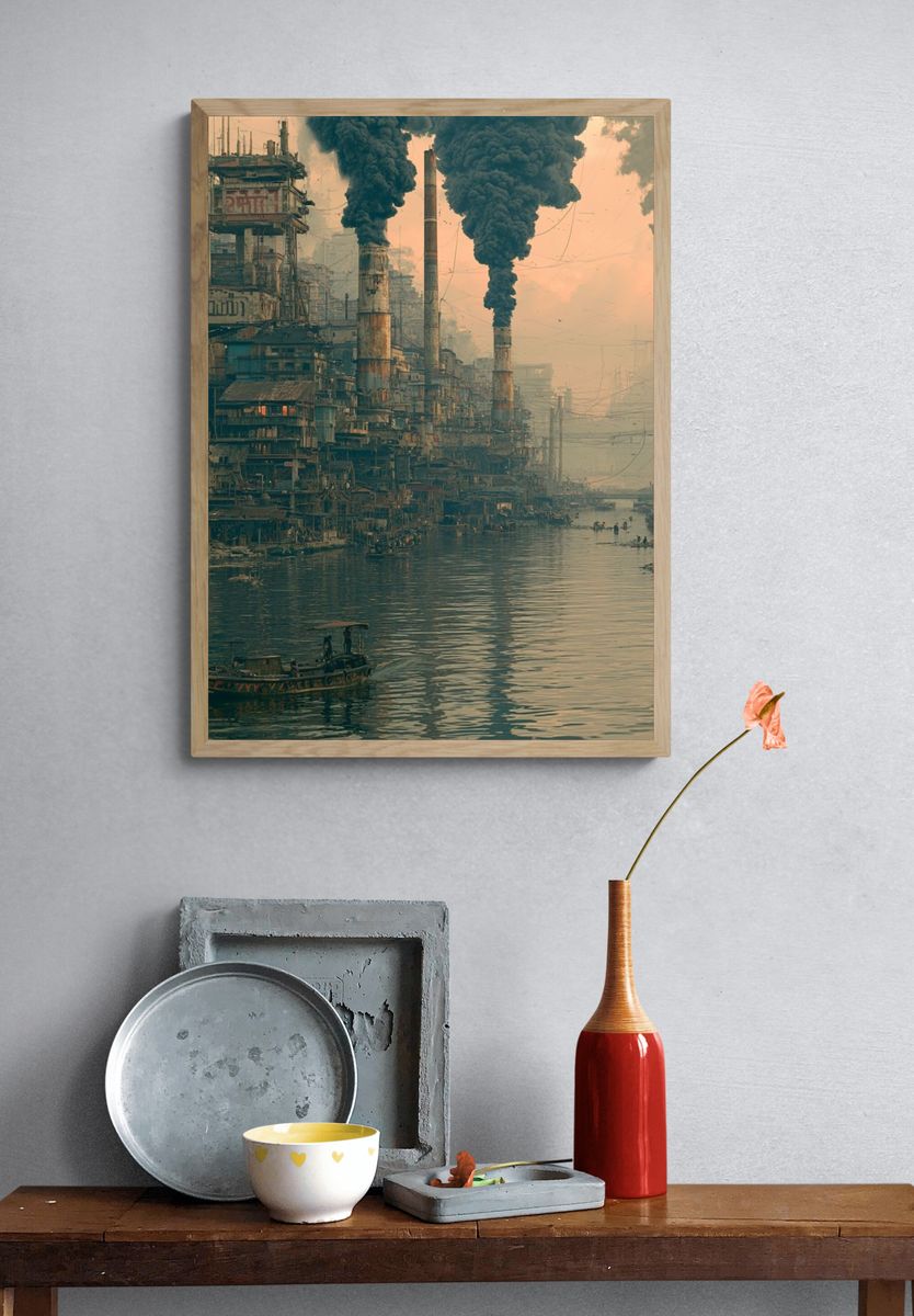Industrial River City — Surreal Print. — room view 3