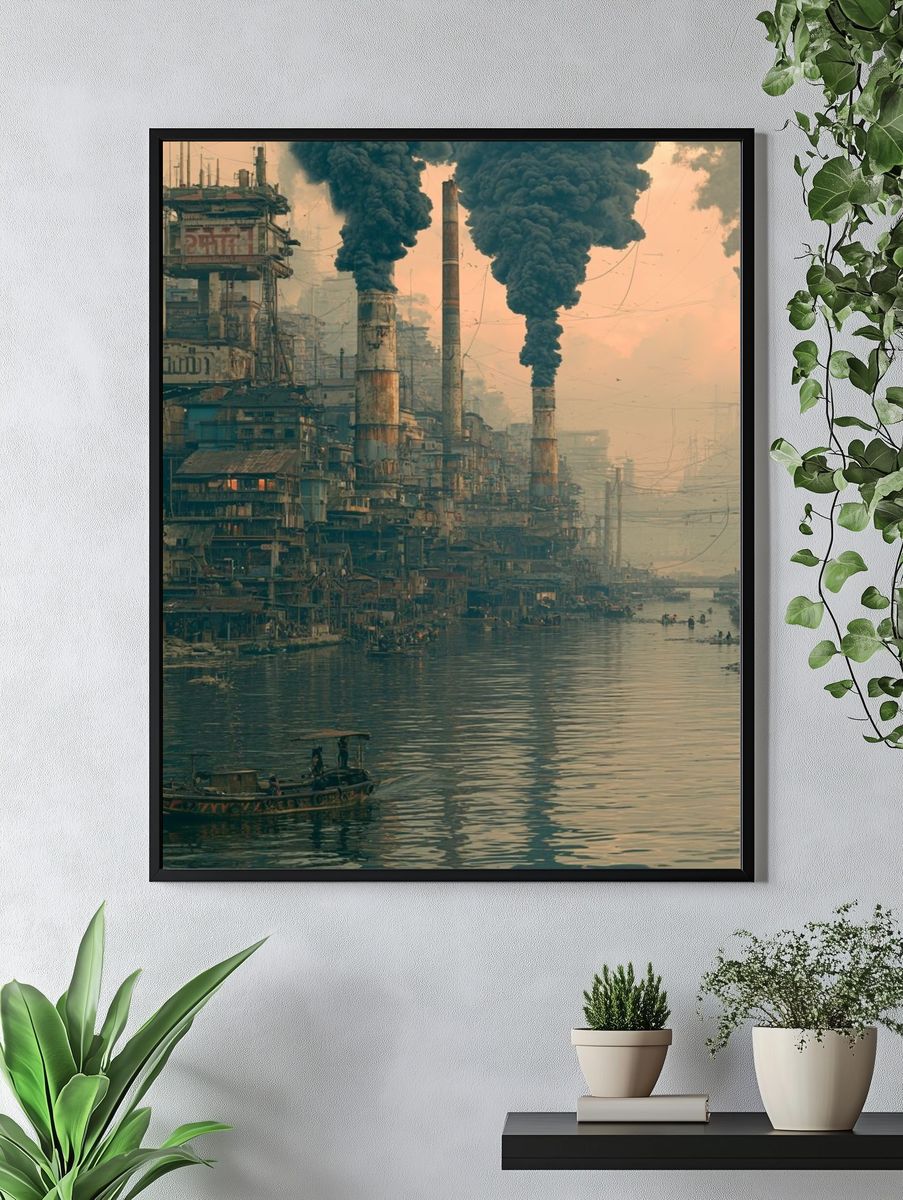 Industrial River City — Surreal Print. — room view 4
