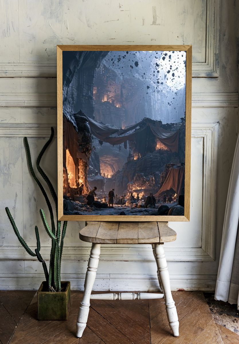 Cavern City Fantasy Illustration Poster. room preview