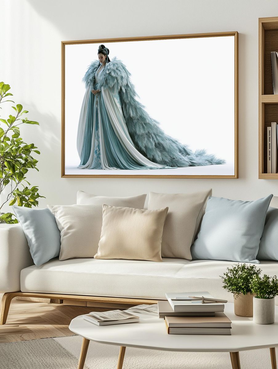 Celestial Feather Gown Illustration Print. — room view 2