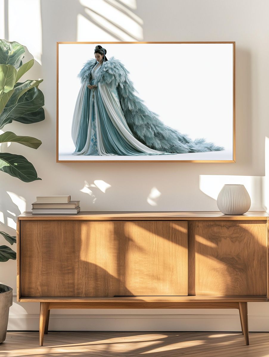 Celestial Feather Gown Illustration Print. — room view 3
