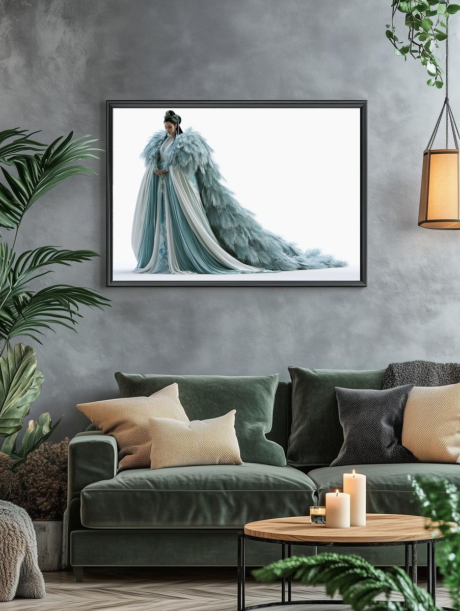 Celestial Feather Gown Illustration Print. — room view 4