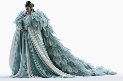 Celestial Feather Gown Illustration Print.