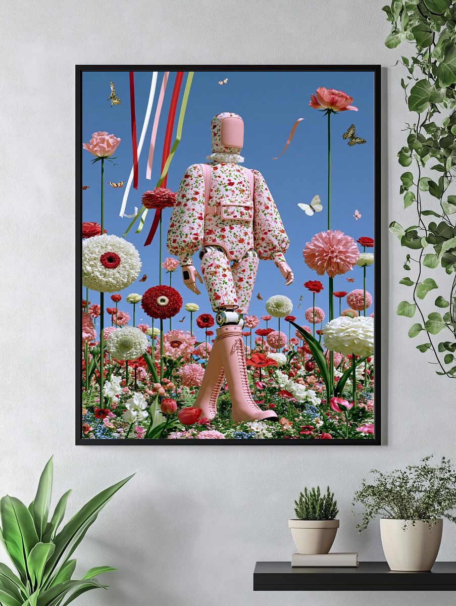 Floral Robot Dreamscape Poster. — room view 4