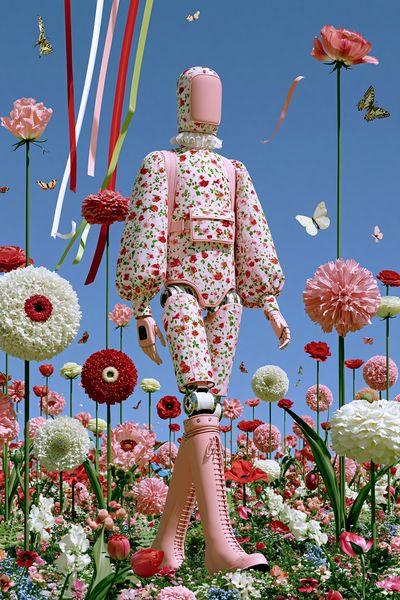 Floral Robot Dreamscape Poster. poster