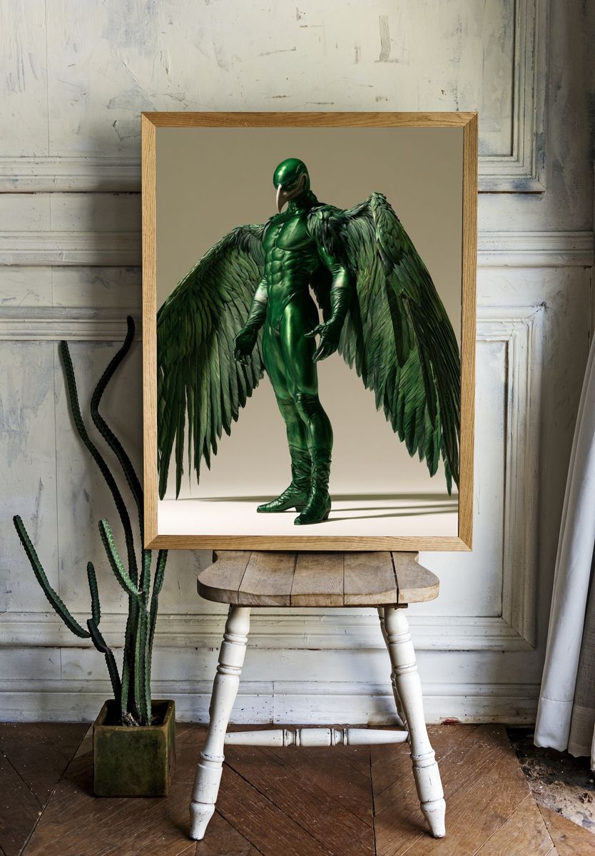 Emerald Winged Figure Illustration Poster. room preview