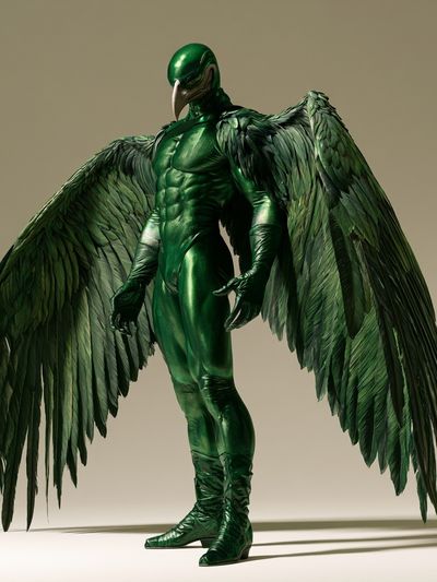 Emerald Winged Figure Illustration Poster.