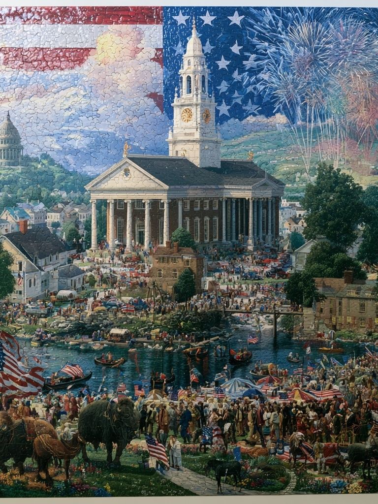 American Celebration Townscape Poster. poster detail