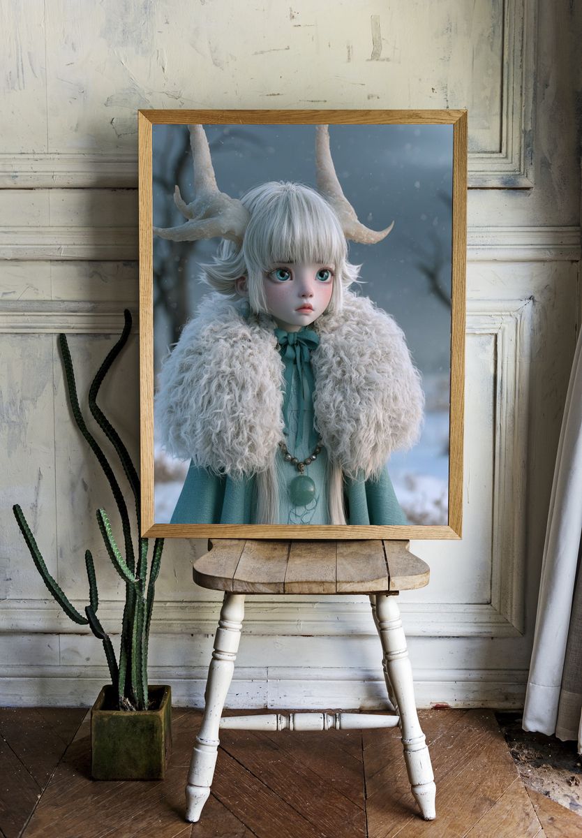 Octopus Girl Surreal Illustration Poster. — room view 1