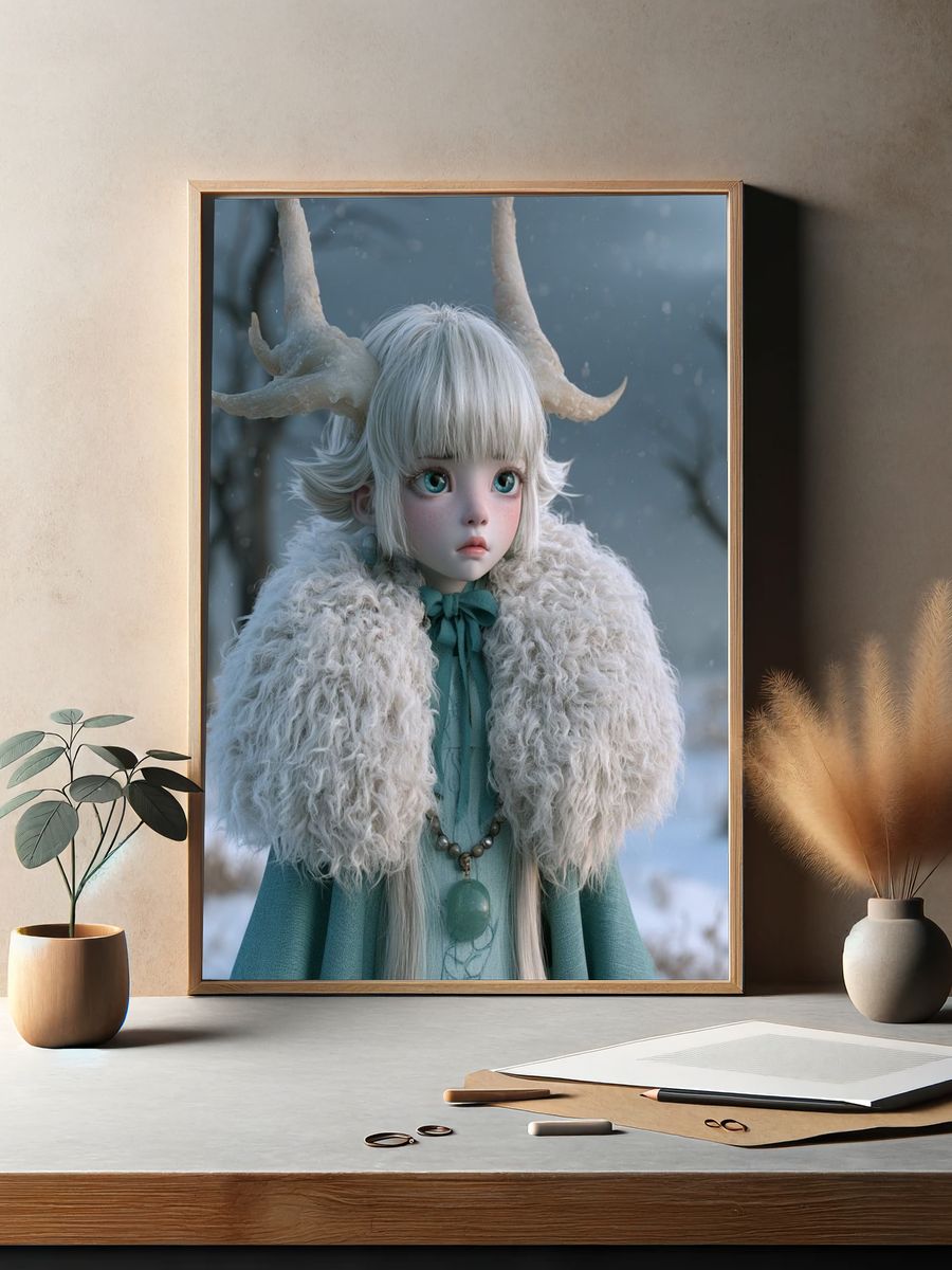 Octopus Girl Surreal Illustration Poster. — room view 2