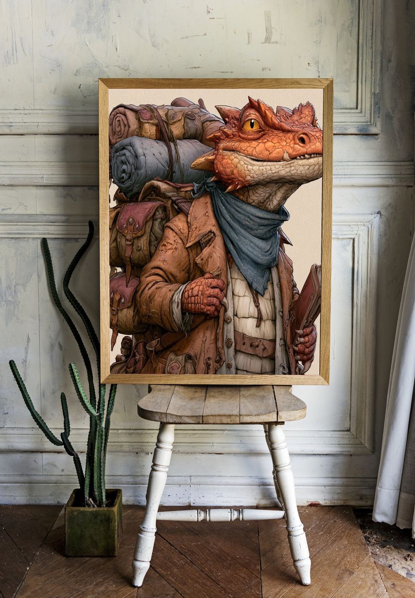 Adventurer Dragon Illustration Poster. — room view 1