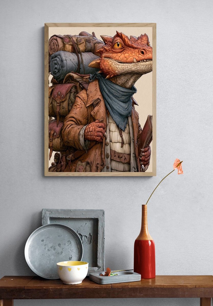 Adventurer Dragon Illustration Poster. — room view 3
