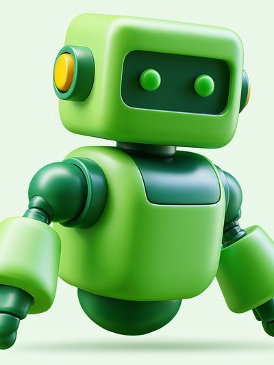 Cute Green Robot Illustration Poster.