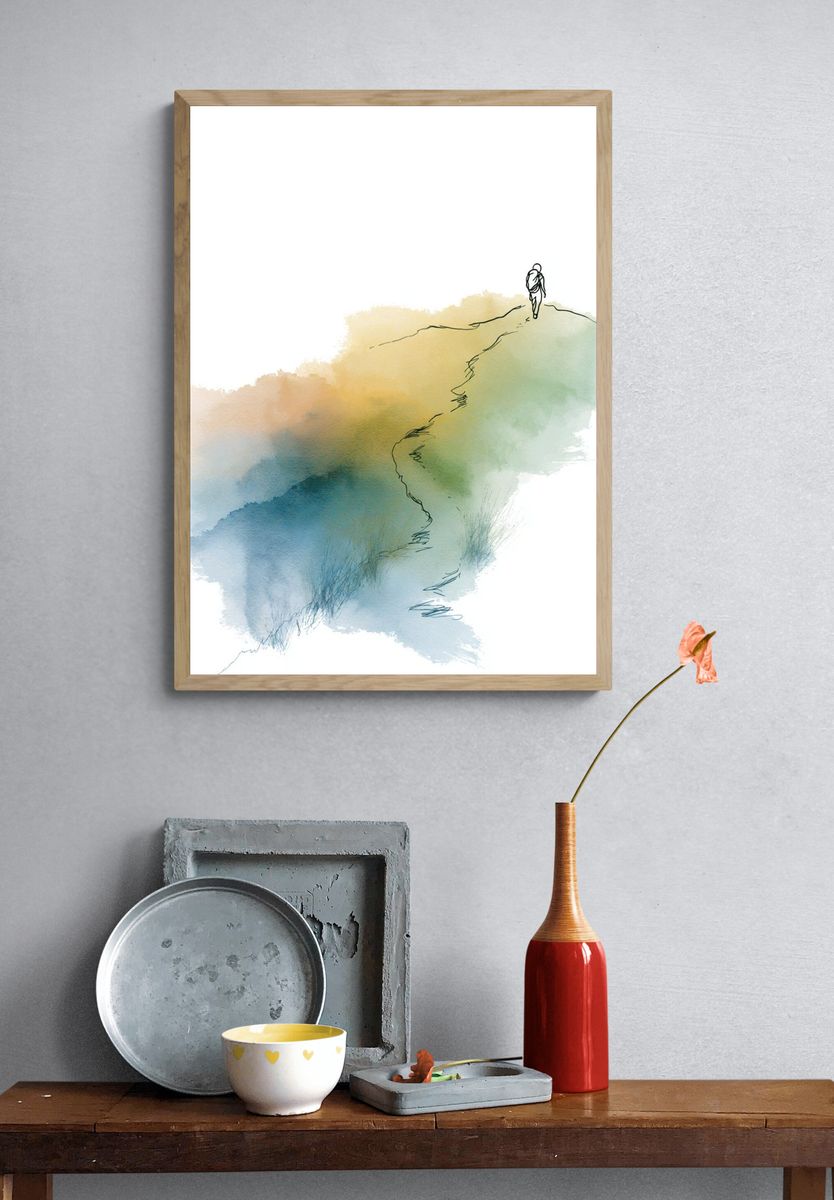 Watercolor Hiker Trail Poster. — room view 3