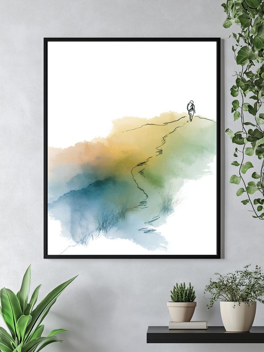 Watercolor Hiker Trail Poster. — room view 4