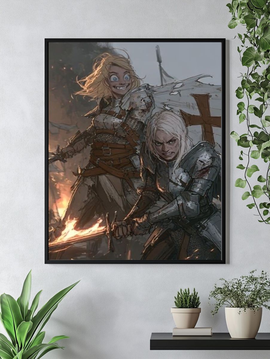 Fantasy Battle Illustration Poster. — room view 4