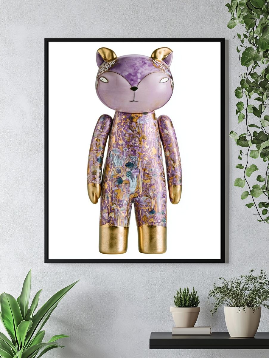 Purple Bear Figurine Illustration Print. — room view 4