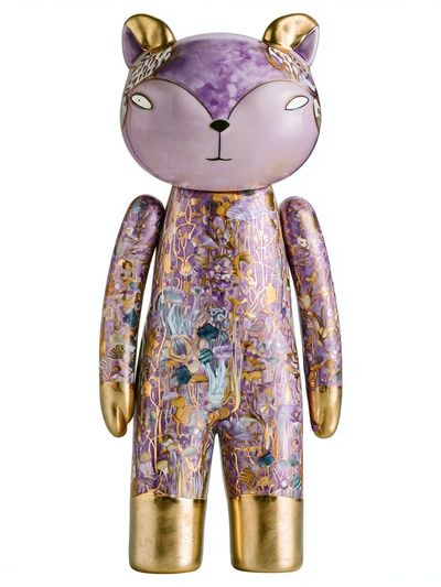 Purple Bear Figurine Illustration Print. poster
