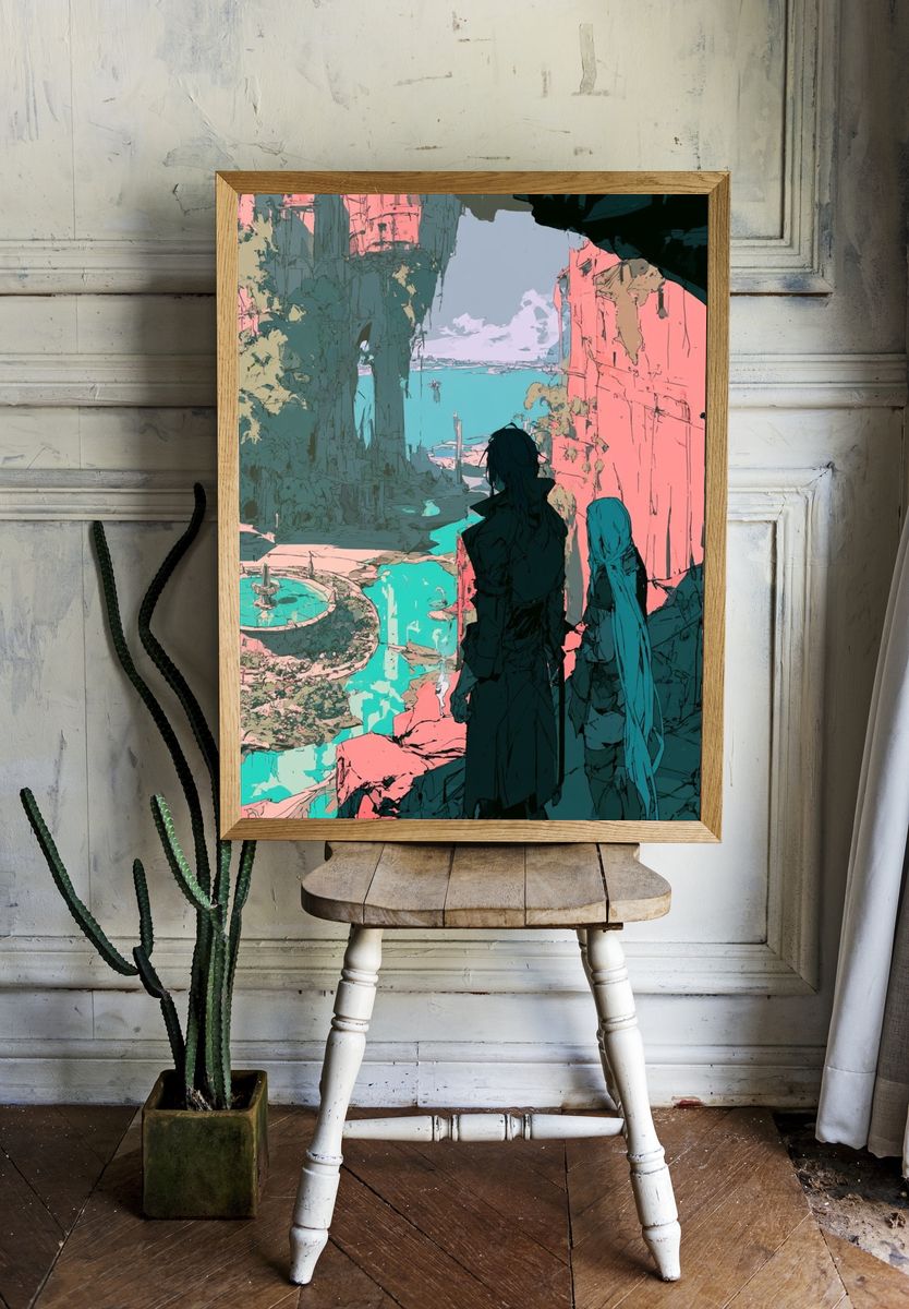 Fantasy Ruins Digital Art Poster. — room view 1