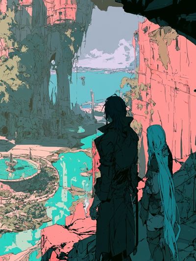 Fantasy Ruins Digital Art Poster. poster