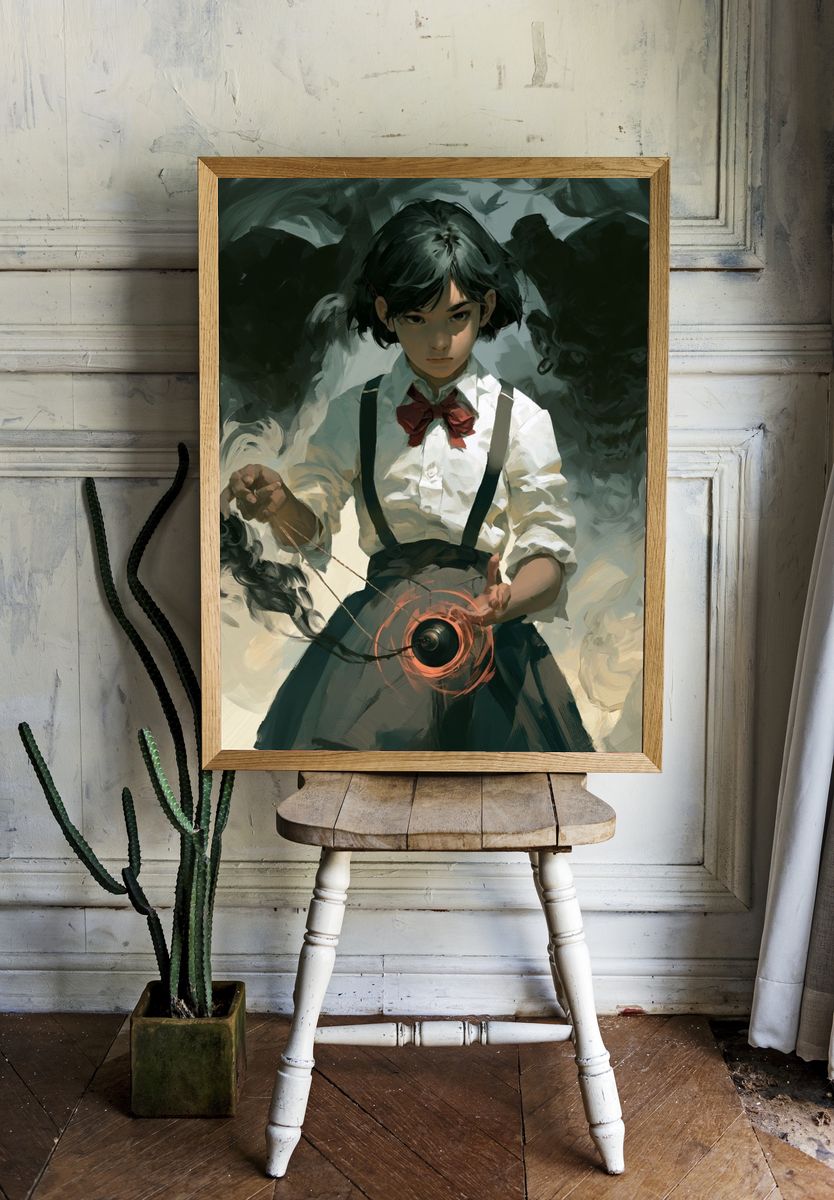 Mystic Girl with Orb Digital Art Poster. — room view 1