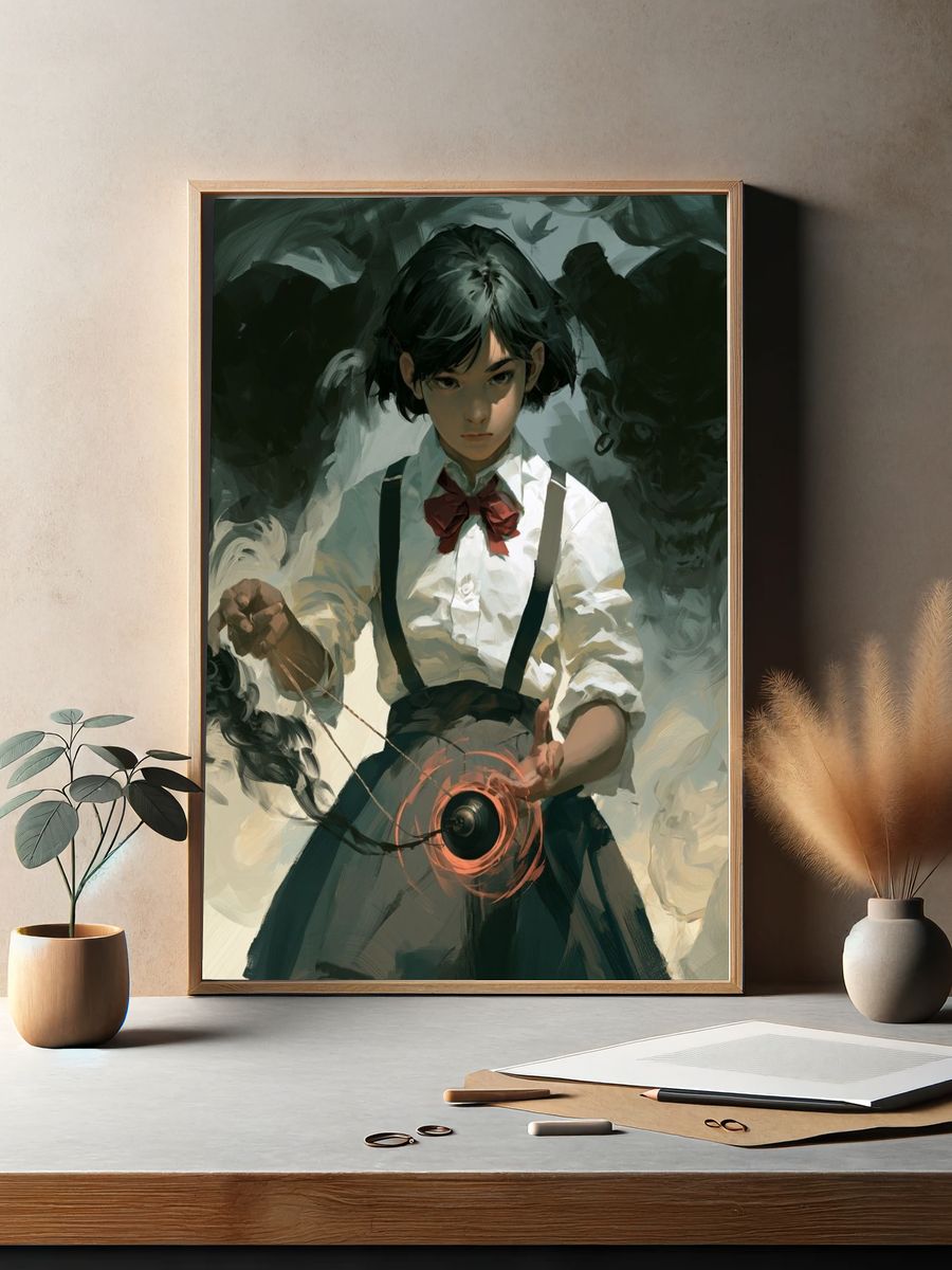 Mystic Girl with Orb Digital Art Poster. — room view 2