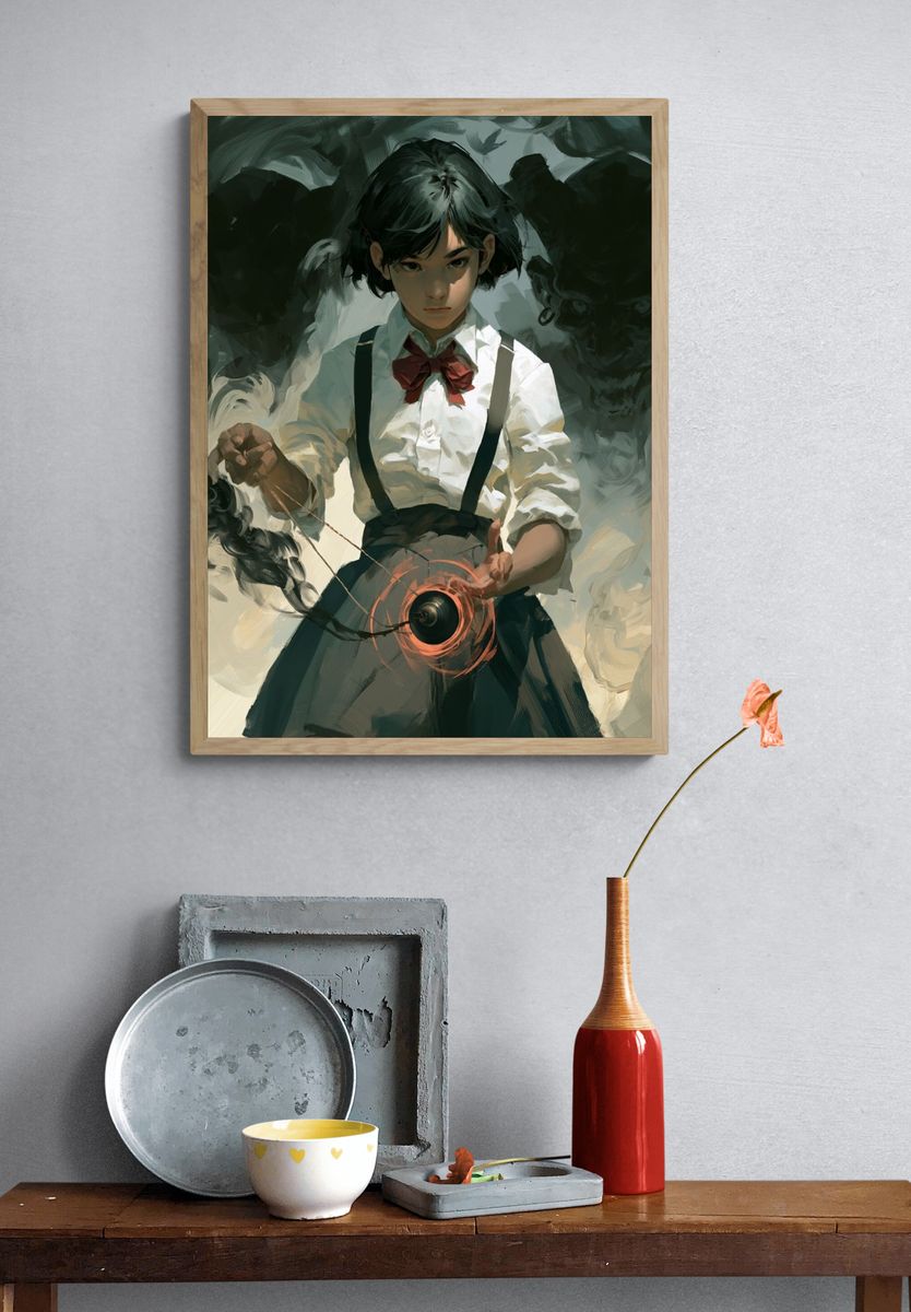 Mystic Girl with Orb Digital Art Poster. — room view 3