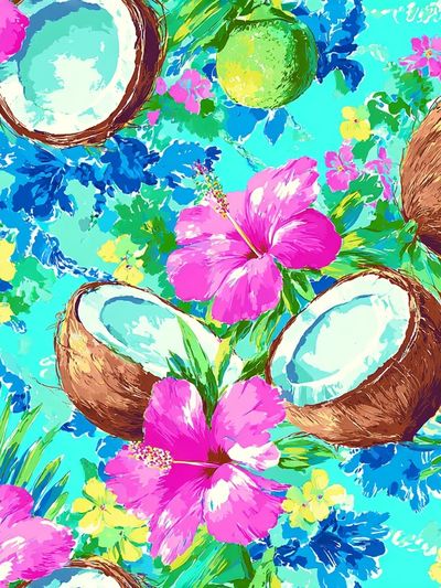 Tropical Coconut Floral Illustration Poster. poster print