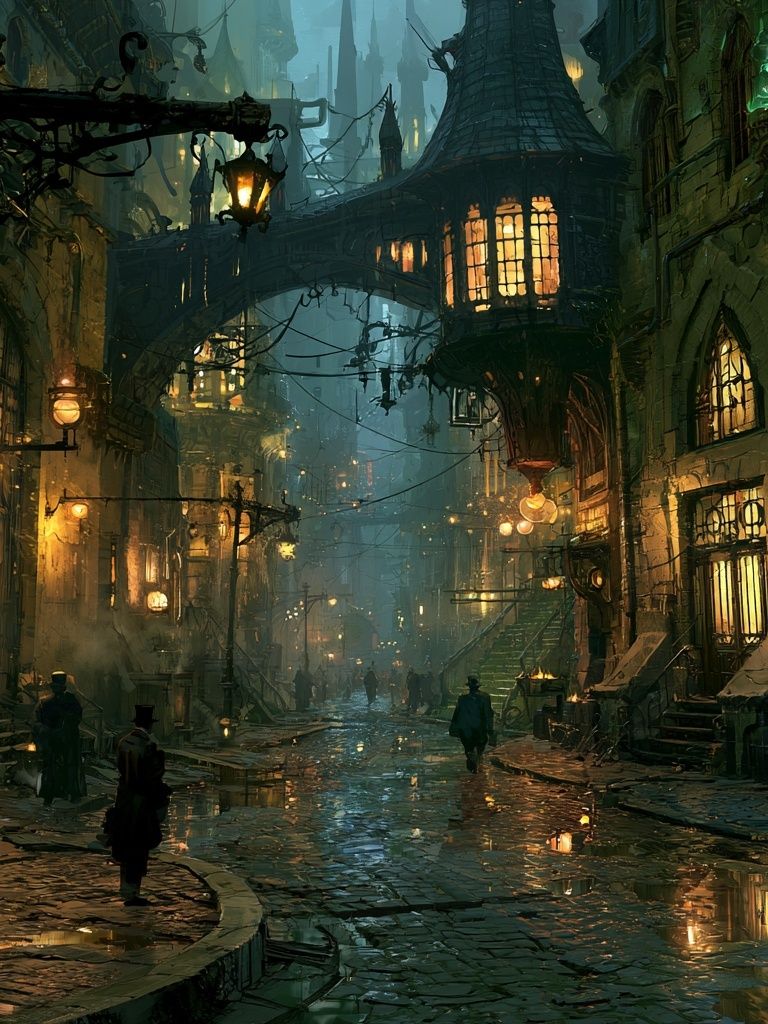 Gothic Alleyway Fantasy Poster. poster — illustration art