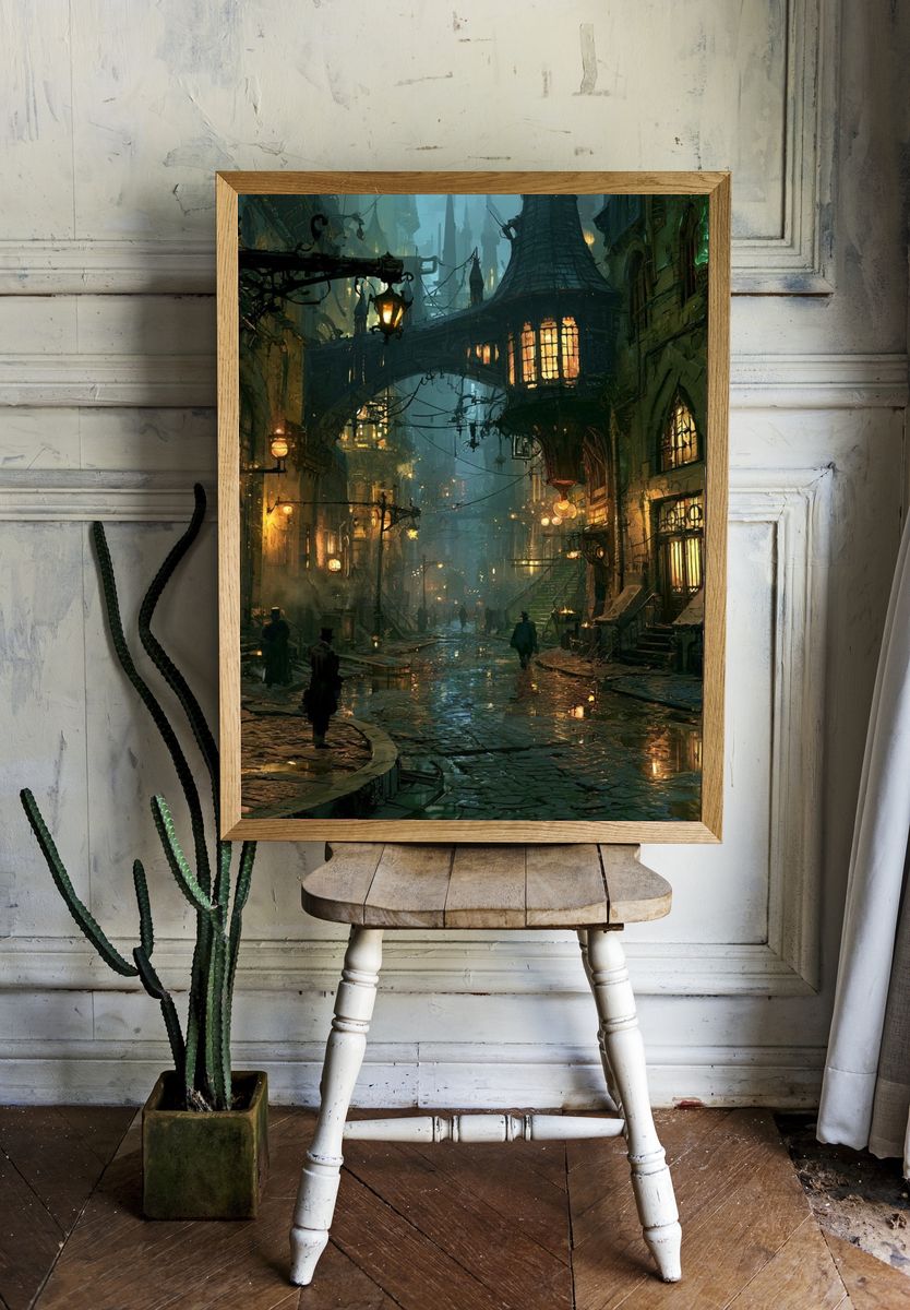 Gothic Alleyway Fantasy Poster. room preview