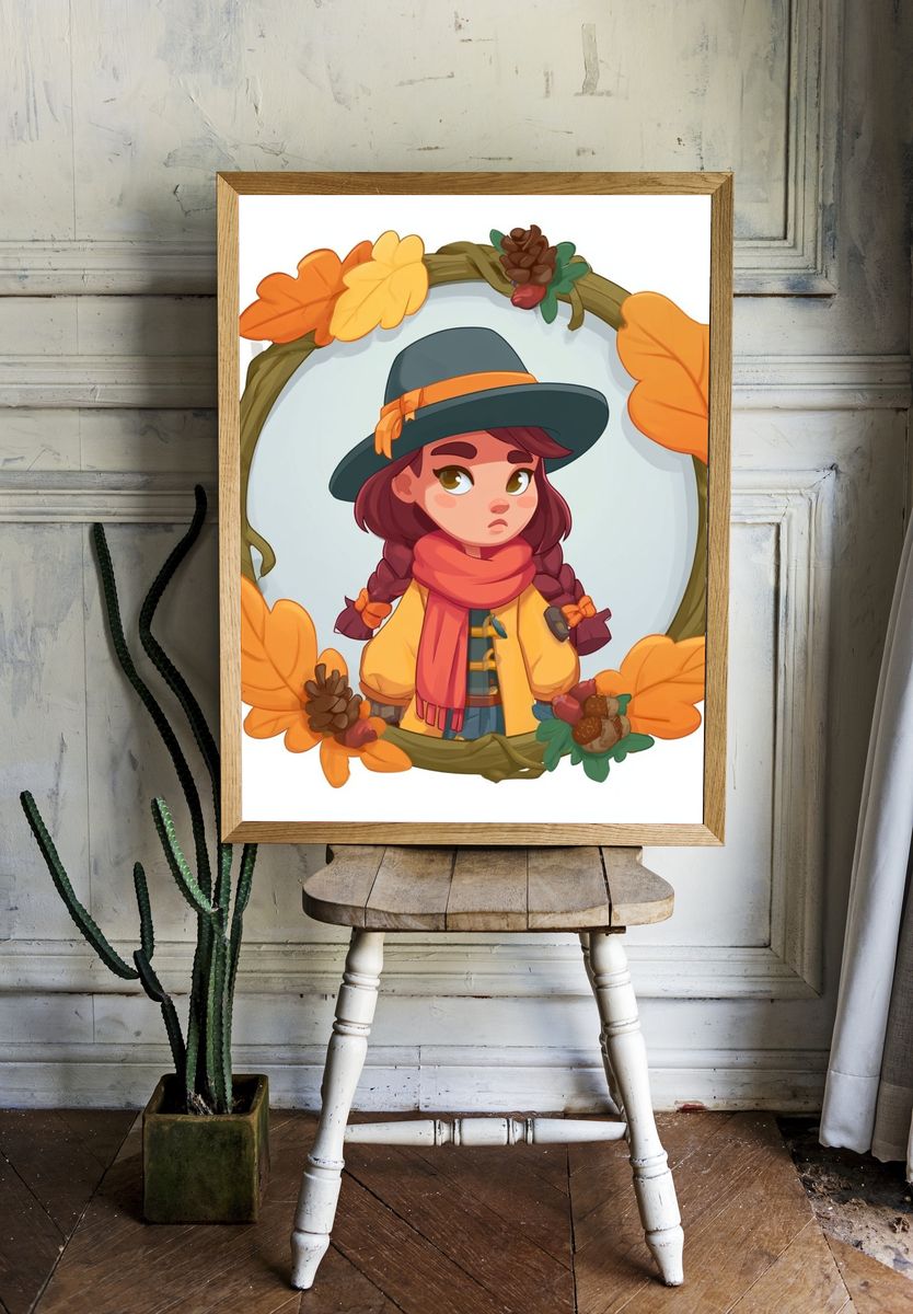 Autumn Girl Illustration Poster. room preview