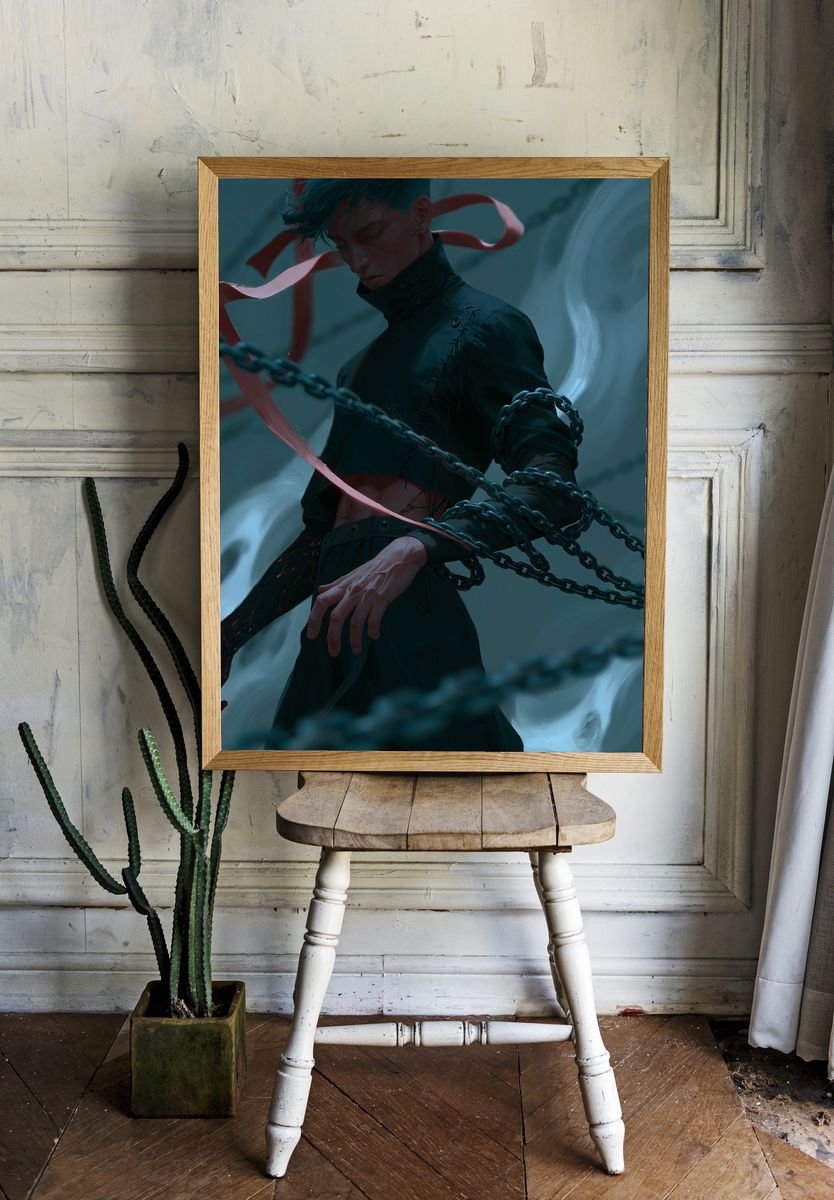 Bound Figure Digital Art Print. room preview