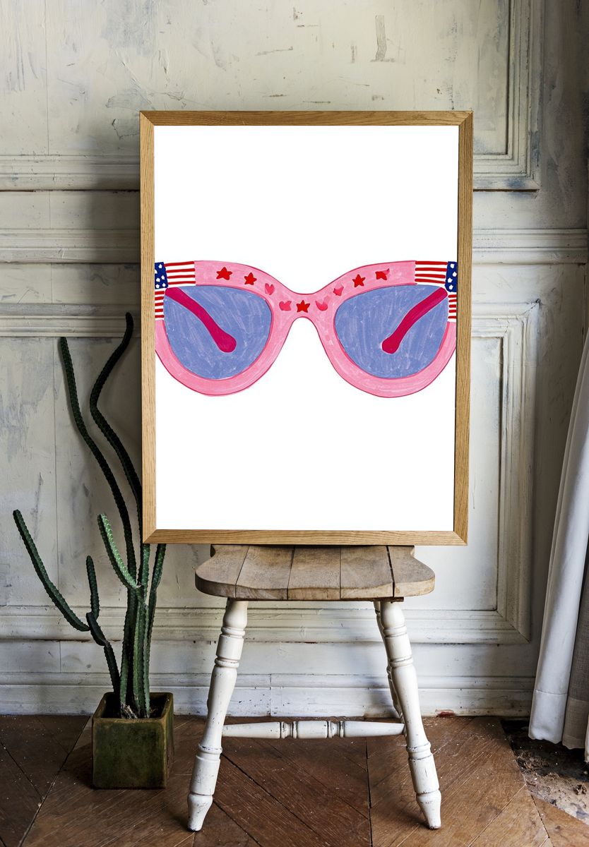Patriotic Sunglasses Illustration Poster. room preview