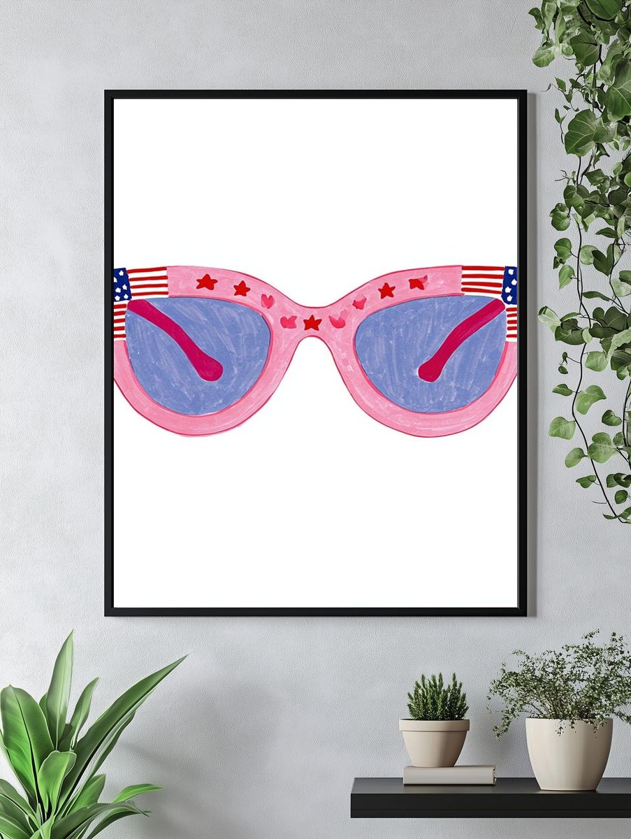 Patriotic Sunglasses Illustration Poster. — room view 4