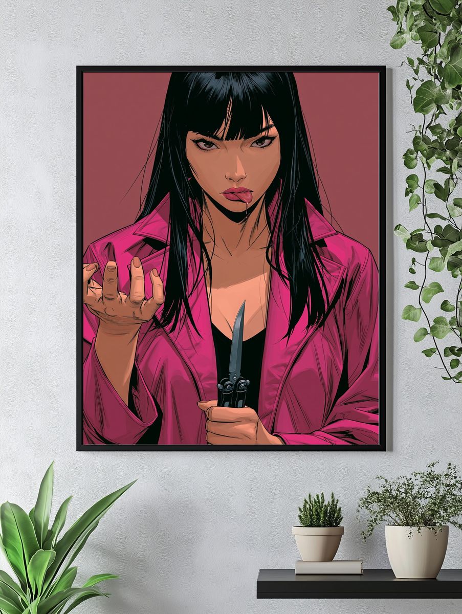 Pink Coat Woman Illustration Poster. — room view 4