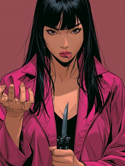 Pink Coat Woman Illustration Poster. poster print
