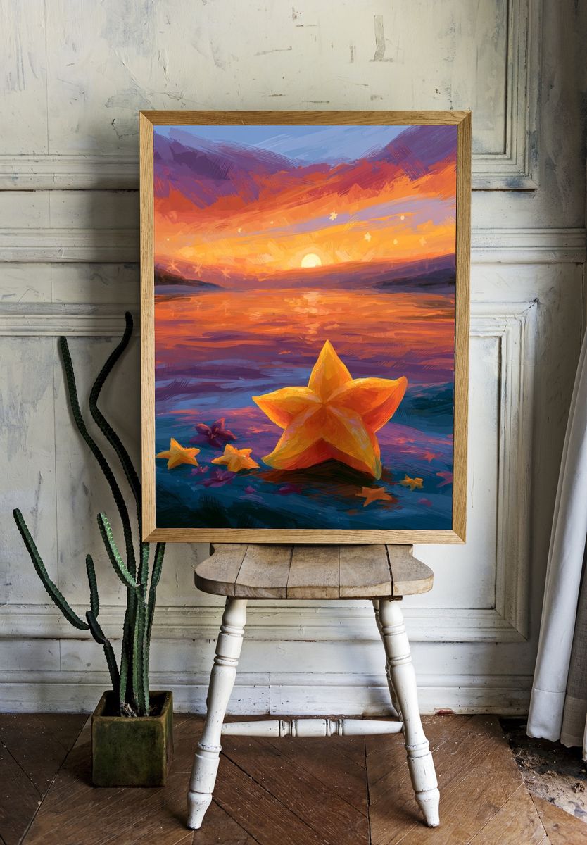 Starfish Sunset — Illustration Print. — room view 1