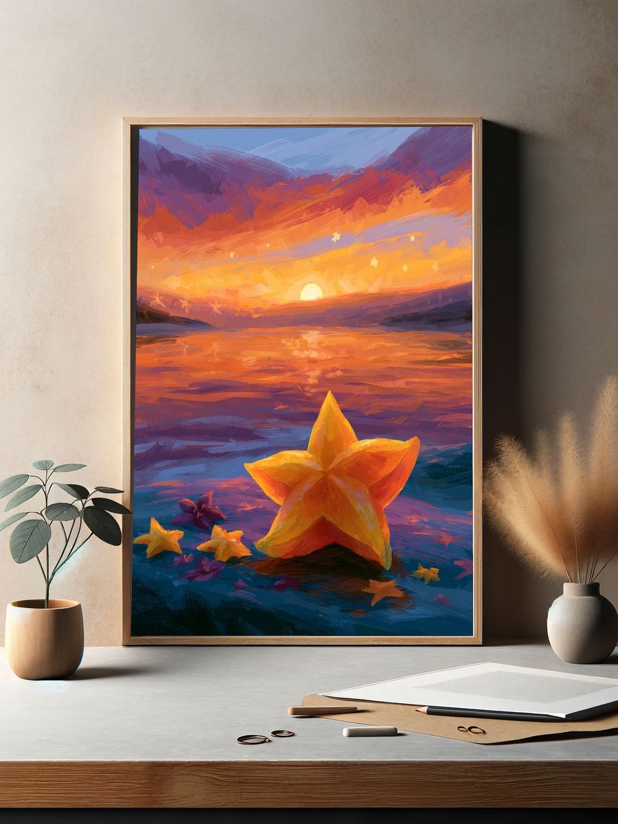 Starfish Sunset — Illustration Print. — room view 2