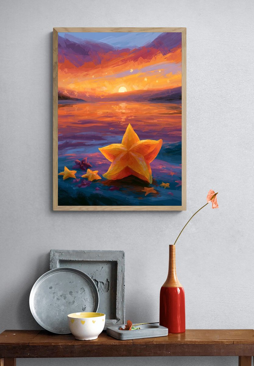 Starfish Sunset — Illustration Print. — room view 3