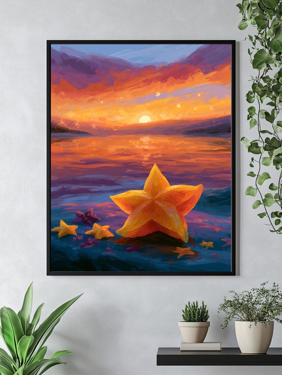 Starfish Sunset — Illustration Print. — room view 4