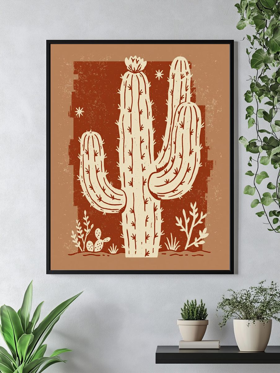 Desert Cactus Illustration Poster. — room view 4
