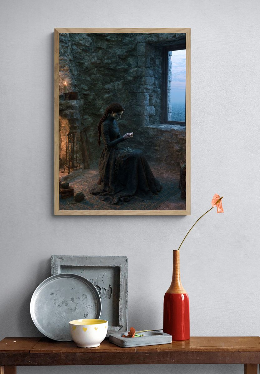 Gothic Knitting by the Sea Poster. — room view 3