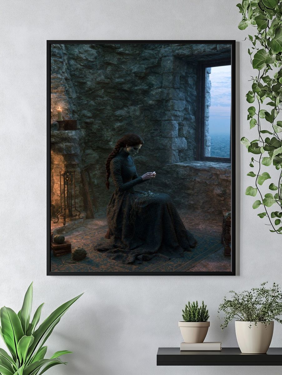 Gothic Knitting by the Sea Poster. — room view 4