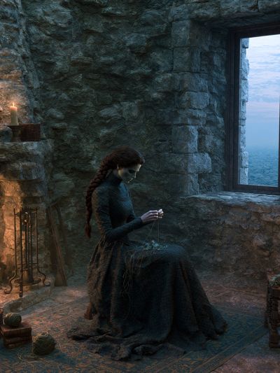 Gothic Knitting by the Sea Poster.