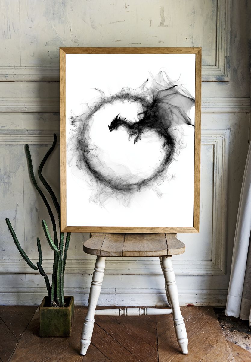 Smoke Dragon Abstract Poster. room preview